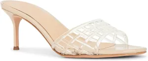 High Heel Sandals for Women Open Pointed Toe Mesh Mules Sandals Beach Summer Dress Stiletto Shoes