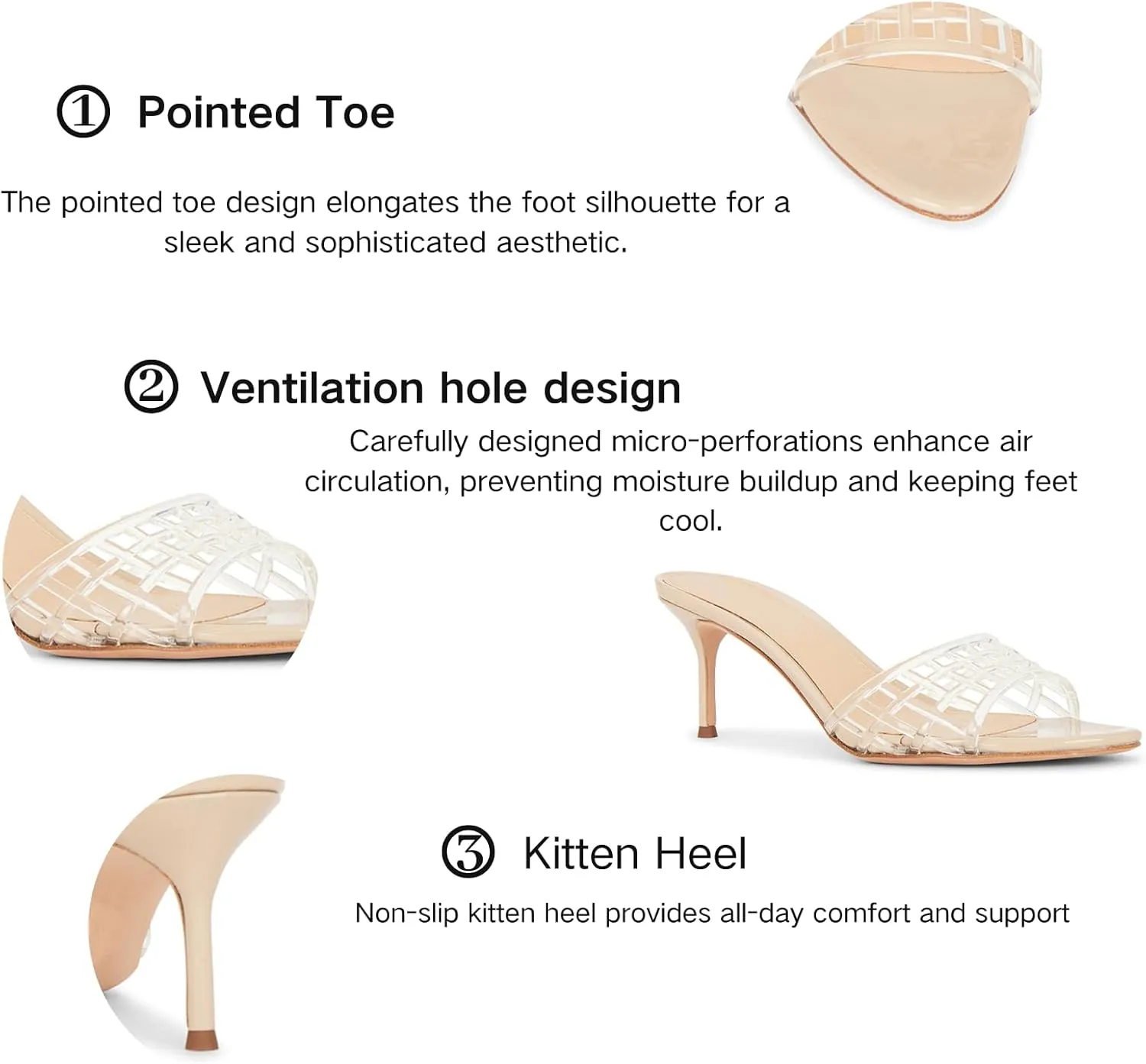 High Heel Sandals for Women Open Pointed Toe Mesh Mules Sandals Beach Summer Dress Stiletto Shoes