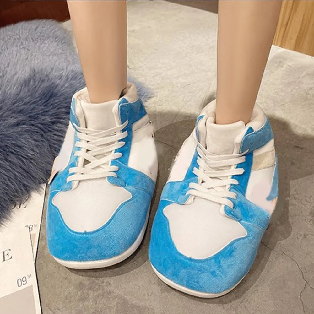 High Top Sneaker Slippers Unisex One-Size Ultra Comfy and Cozy House Fluffy Slippers for Men and Women