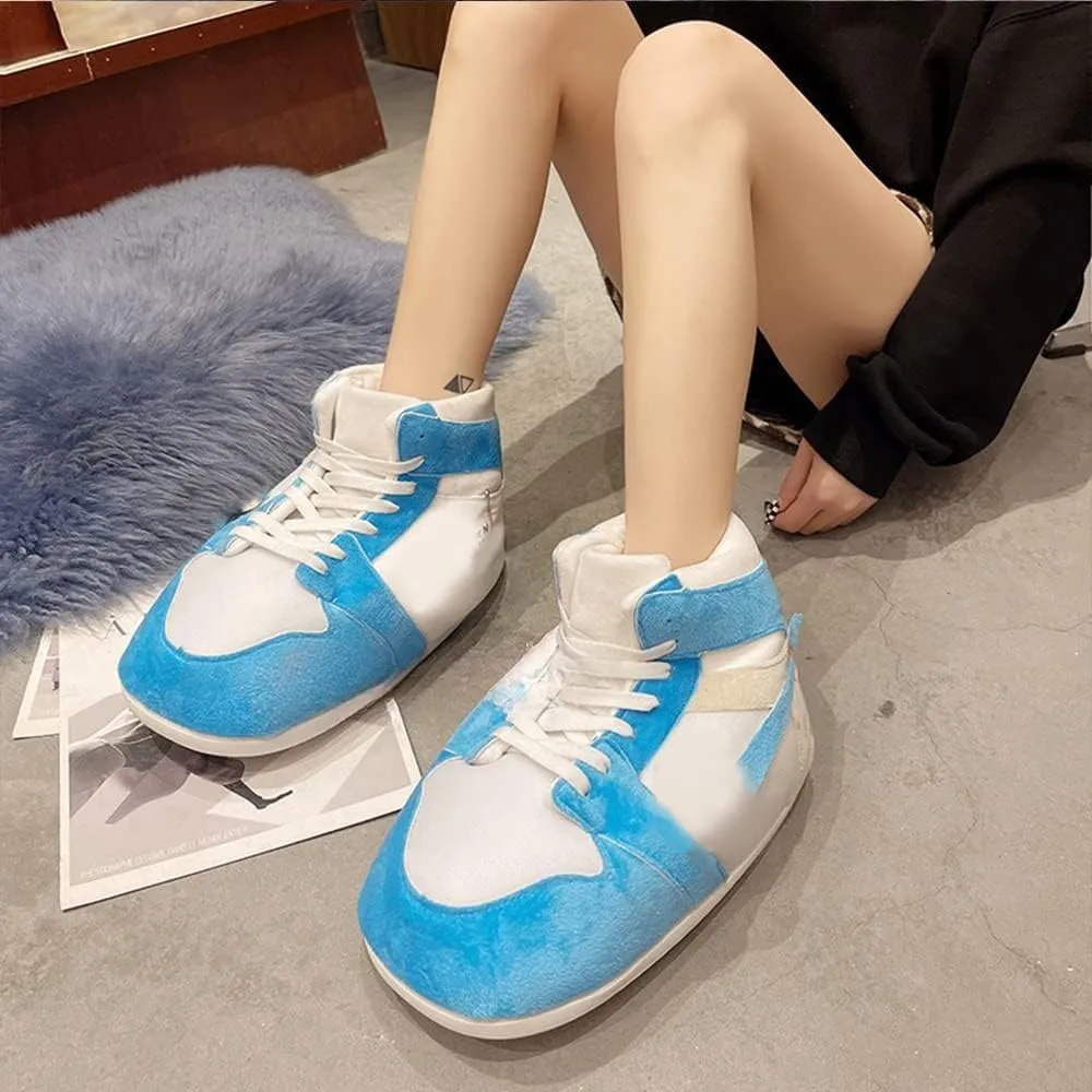 High Top Sneaker Slippers Unisex One-Size Ultra Comfy and Cozy House Fluffy Slippers for Men and Women