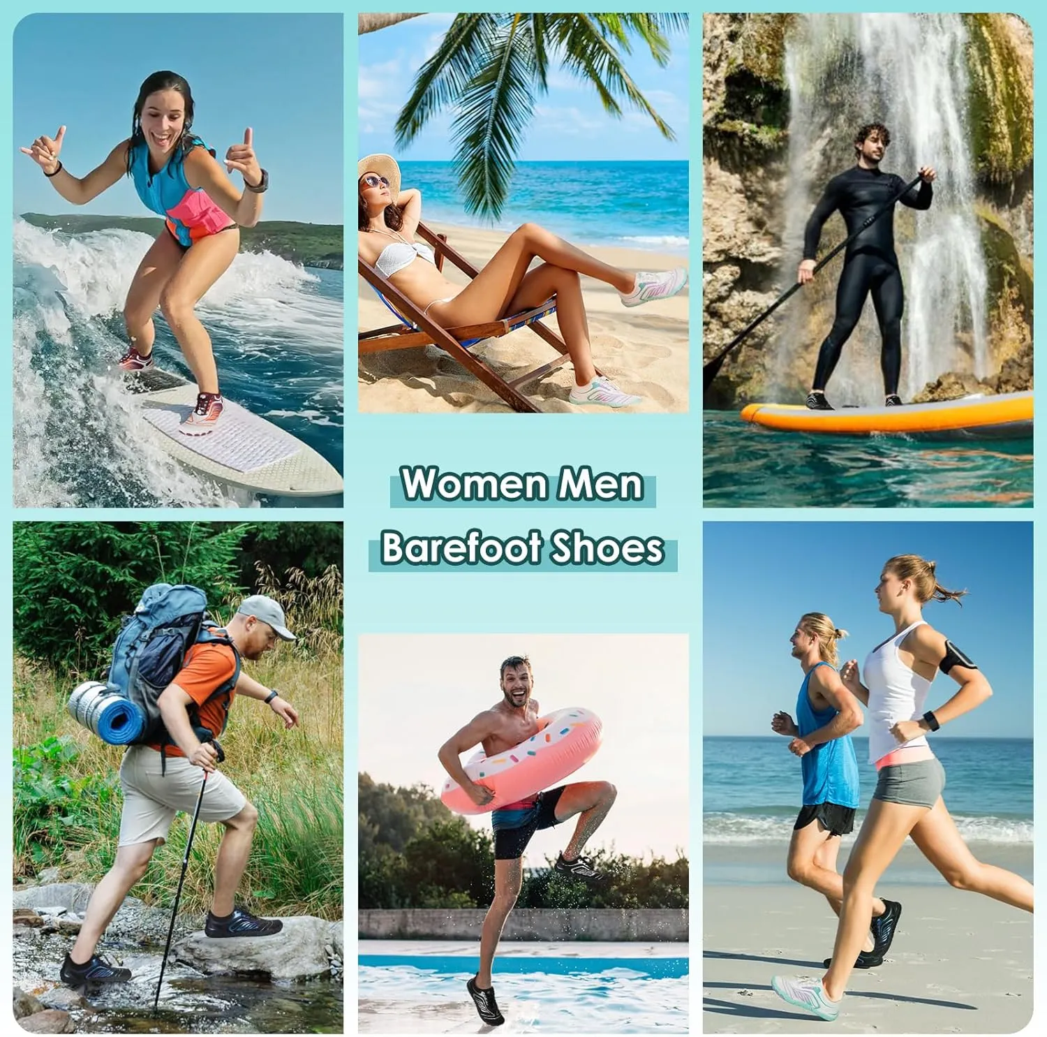 Hike Barefoot Shoes Women Men,Wide Toe Water Shoes 2025 New Breathable Grounded Footwear Non-Slip Fashion Hiking Shoe for Walking Swim Pool Beach Outdoor Water Sports