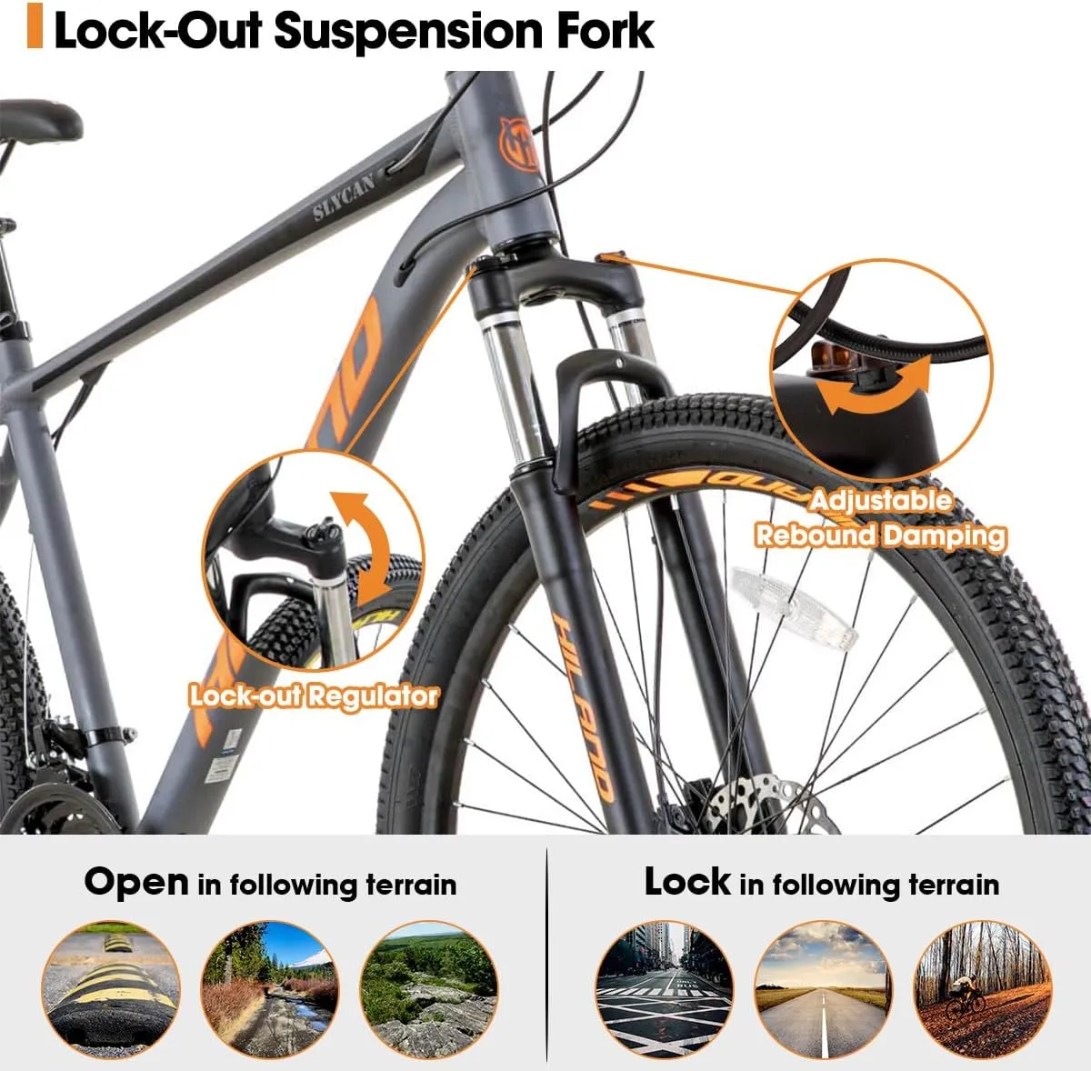 Hiland 27.5 inch Mountain Bike 21 Speeds, Lock-Out Suspension Fork, Aluminum 18 inch Frame Hydraulic Disc-Brake for Men Women Mens MTB Bicycle Adlut Bike
