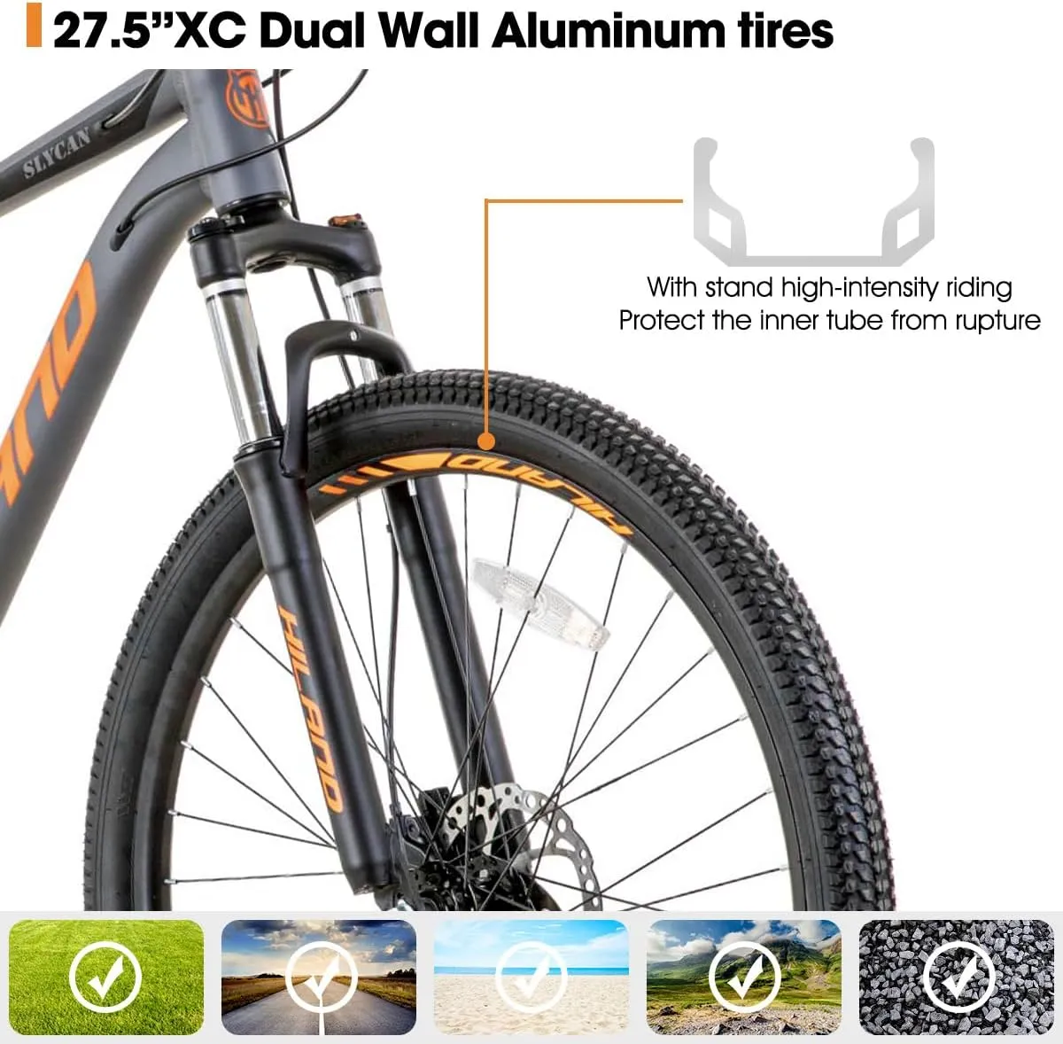 Hiland 27.5 inch Mountain Bike 21 Speeds, Lock-Out Suspension Fork, Aluminum 18 inch Frame Hydraulic Disc-Brake for Men Women Mens MTB Bicycle Adlut Bike