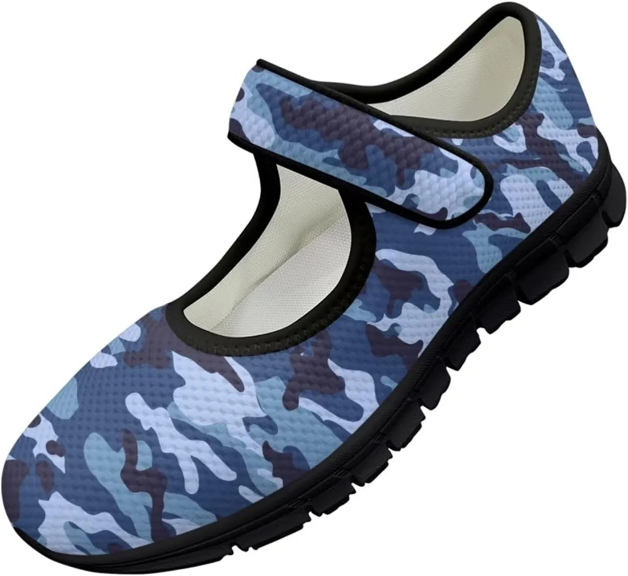Howilath Camouflage Women's Ballet Flats Round Toe Mary Jane Shoes Single Buckle Flats Shoes Casual Flats Shoes