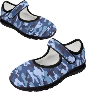 Howilath Camouflage Women's Ballet Flats Round Toe Mary Jane Shoes Single Buckle Flats Shoes Casual Flats Shoes