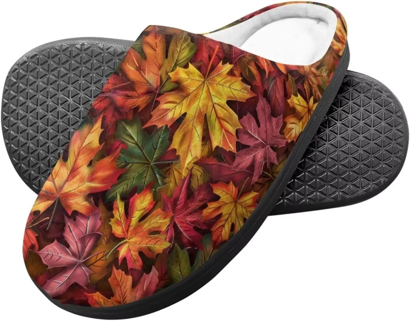 Howilath Maple Leaves Print Unisex Big Kids Little Kids Slippers with Non-slip Rubber Sole for Big Boys Girls