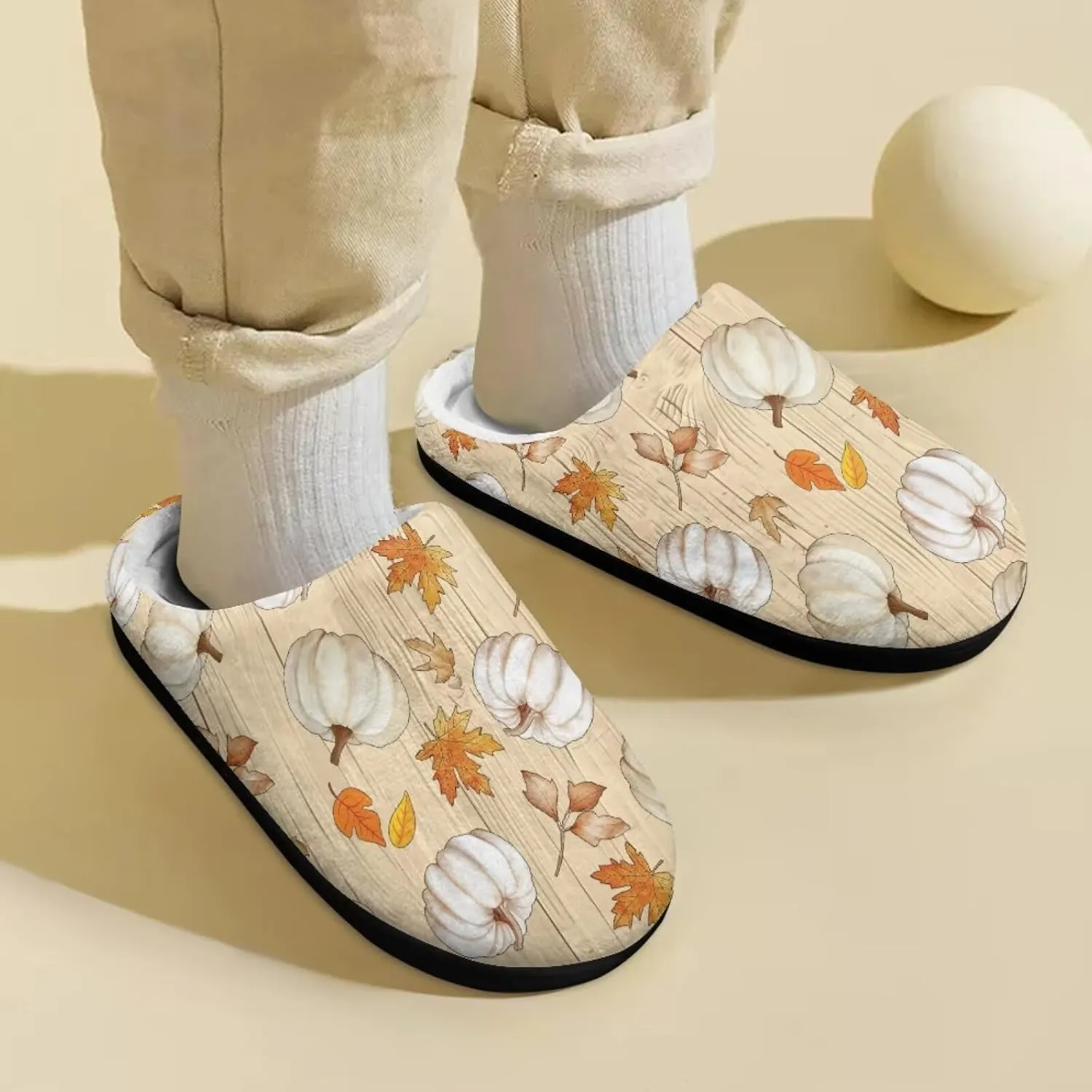 Howilath Maple Leaves Print Unisex Big Kids Little Kids Slippers with Non-slip Rubber Sole for Big Boys Girls