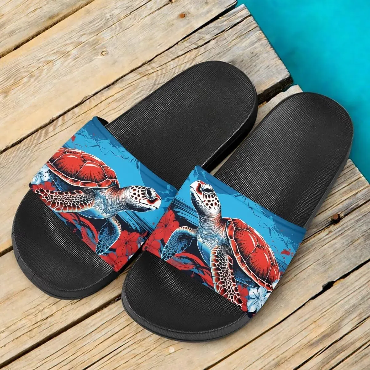 Howilath Novelty Animals Pattern Women's Slide Sandals, Casual Soft Sole Open Toe Non-Slip Single Band Slide Sandals