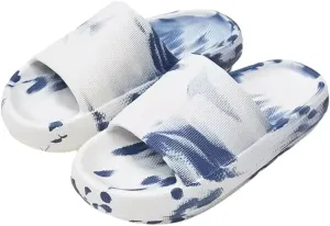 HSQMA Slippers for Women and Men,Shower Bathroom Sandals Shoes Non-Slip Platform Slide Sandals Cloud Pillow Slippers Quick Drying，Ultra Soft Thick Soled Sandals (Color : White, Size : EUR45-46)