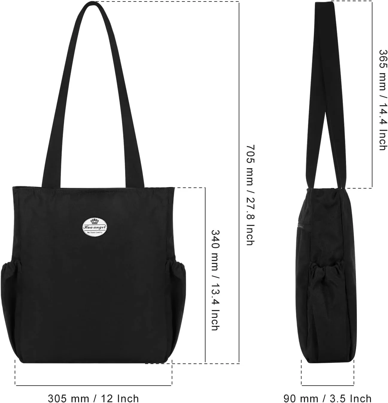 HUA ANGEL Floral Tote Bag - Casual Shoulder Bag Daily Tote Bag with Zipper Gym Travel Shopping Work Handbag for Women