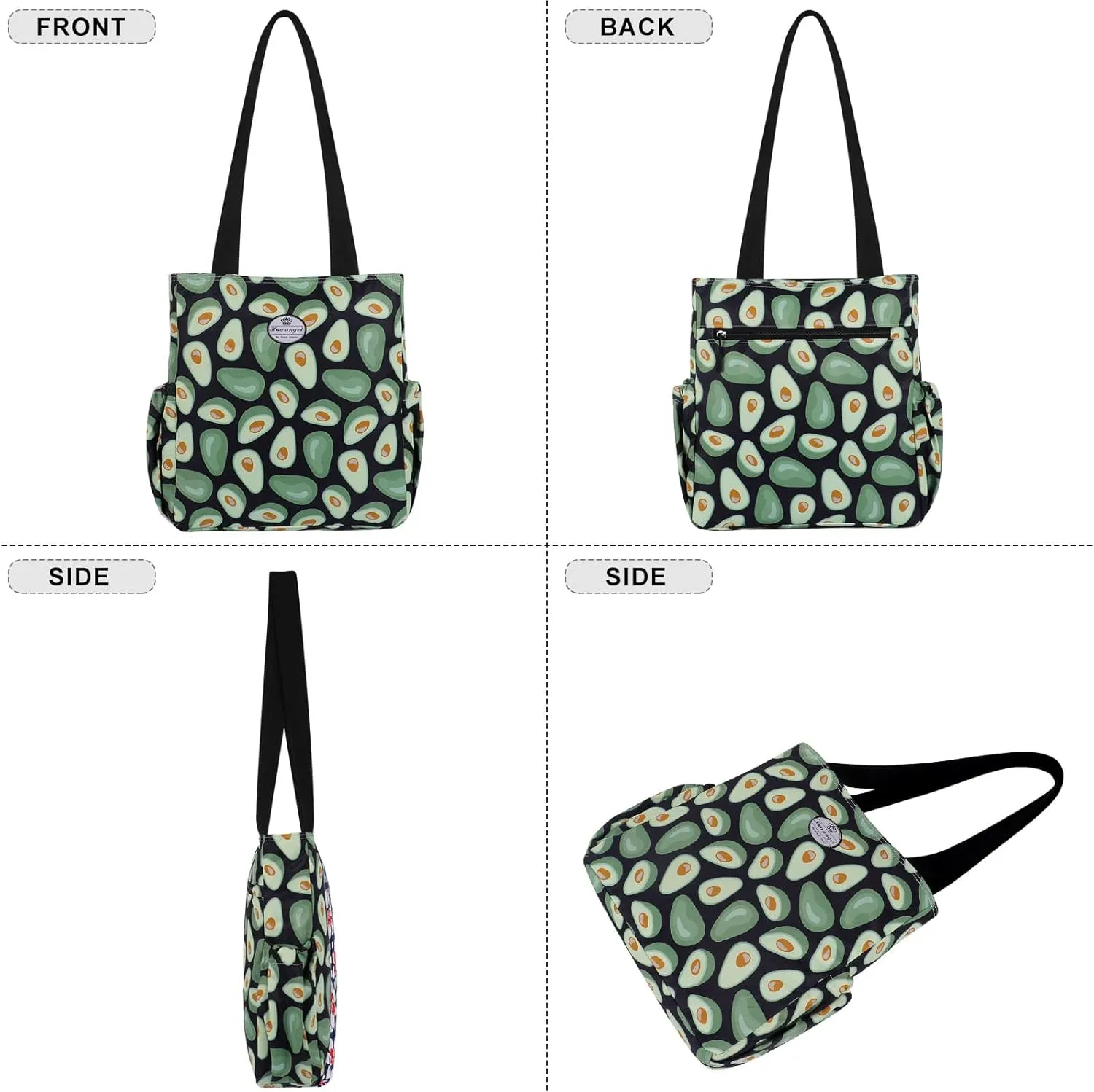 HUA ANGEL Floral Tote Bag - Casual Shoulder Bag Daily Tote Bag with Zipper Gym Travel Shopping Work Handbag for Women