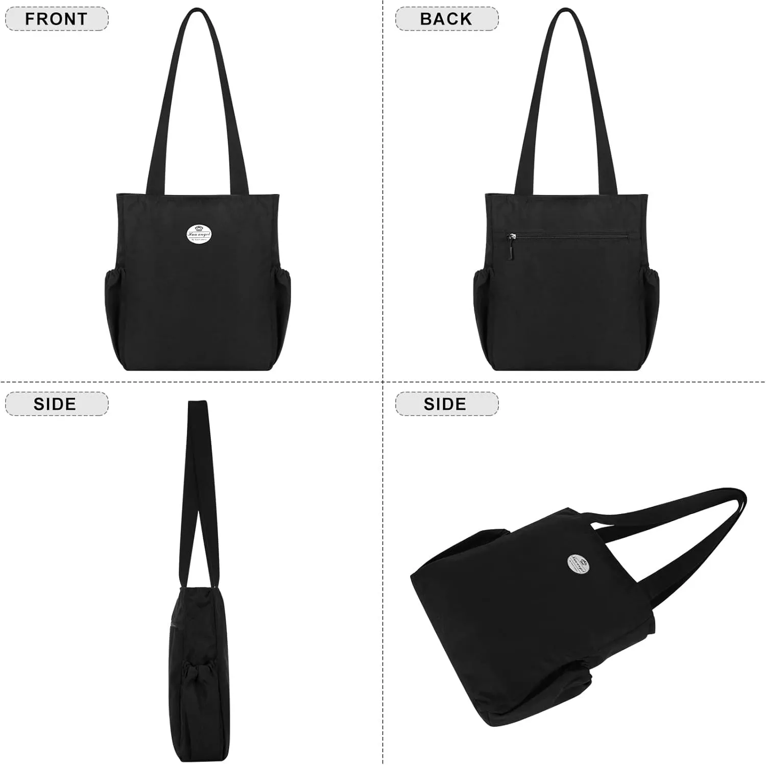 HUA ANGEL Floral Tote Bag - Casual Shoulder Bag Daily Tote Bag with Zipper Gym Travel Shopping Work Handbag for Women