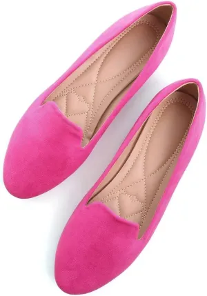 HuangTaiJi Qing Women's Flat Shoes Soft Suede Ballet Flats Classic Solid Color Business Slip-ons Ballerina Shoes