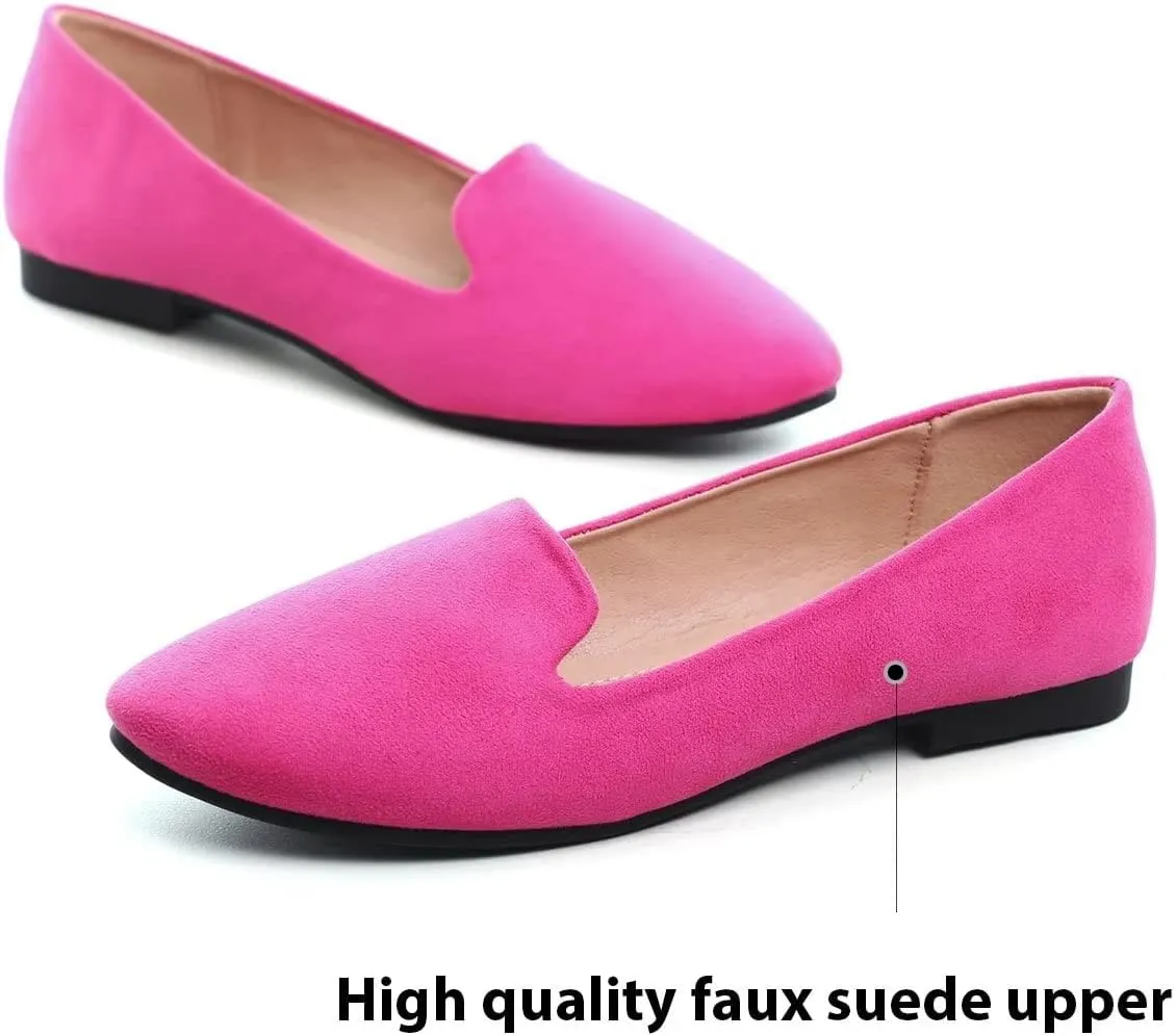 HuangTaiJi Qing Women's Flat Shoes Soft Suede Ballet Flats Classic Solid Color Business Slip-ons Ballerina Shoes