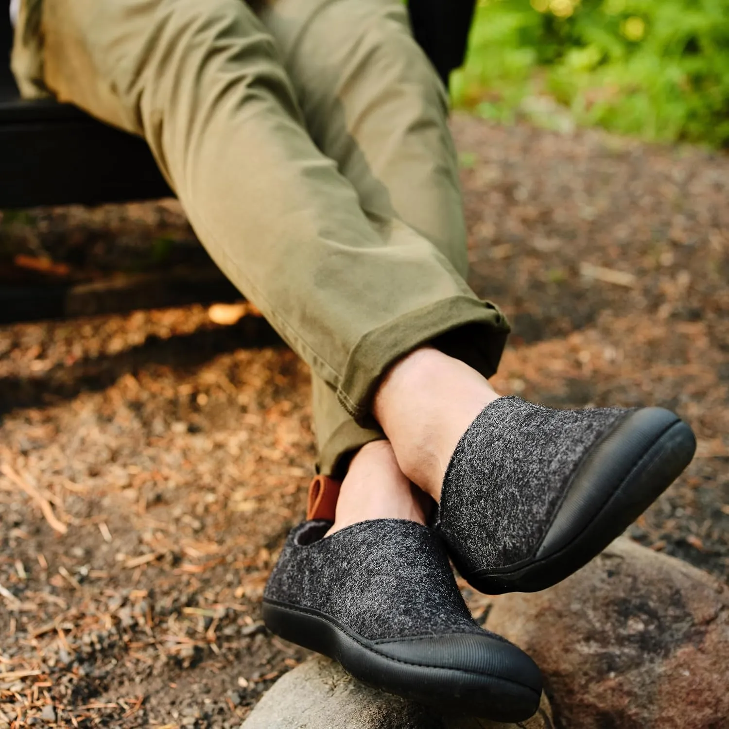 Huckberry Greys Men's Outdoor Slipper, Upper Wool Blend & Recycled Rubber Outsole, Reinforced Toe Box