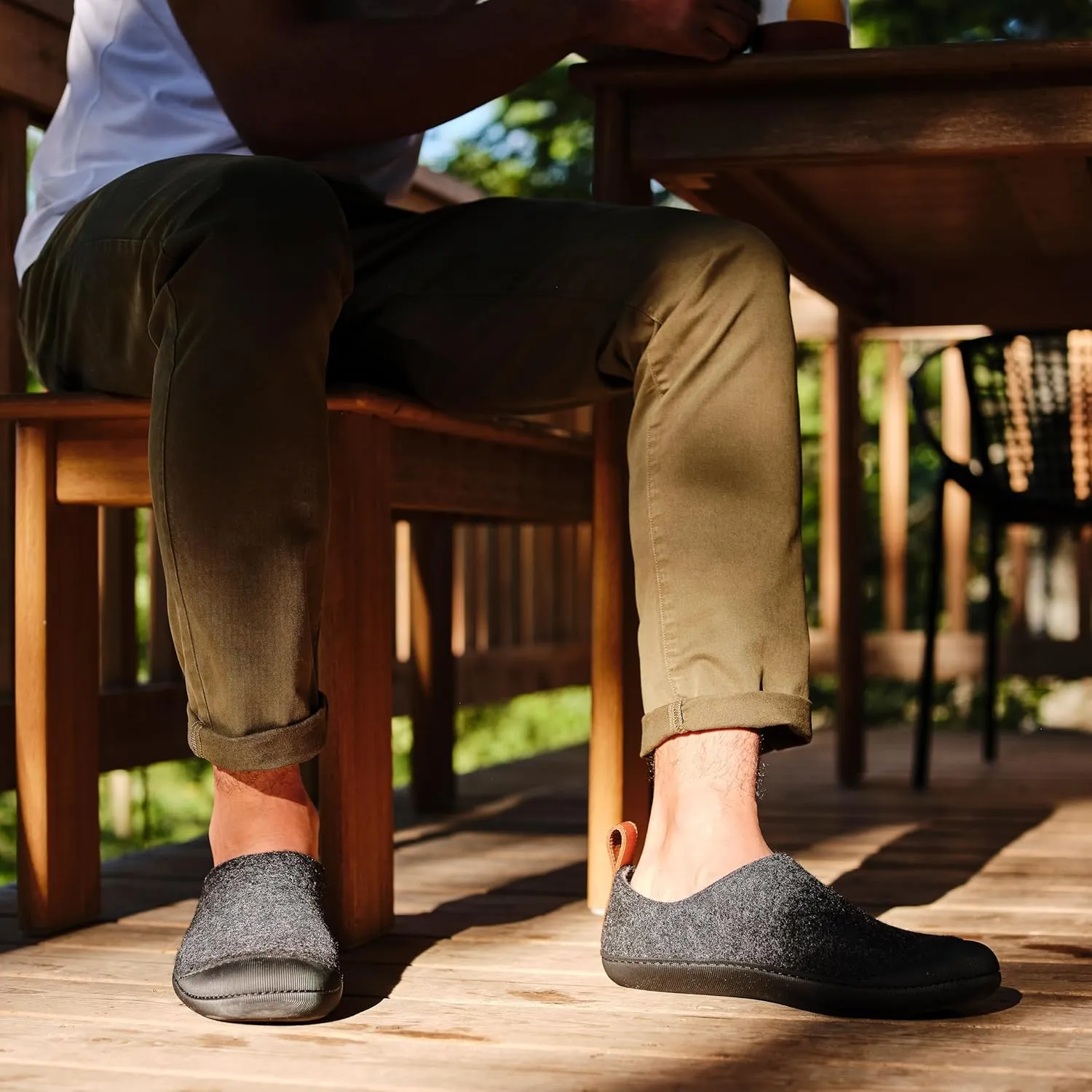 Huckberry Greys Men's Outdoor Slipper, Upper Wool Blend & Recycled Rubber Outsole, Reinforced Toe Box