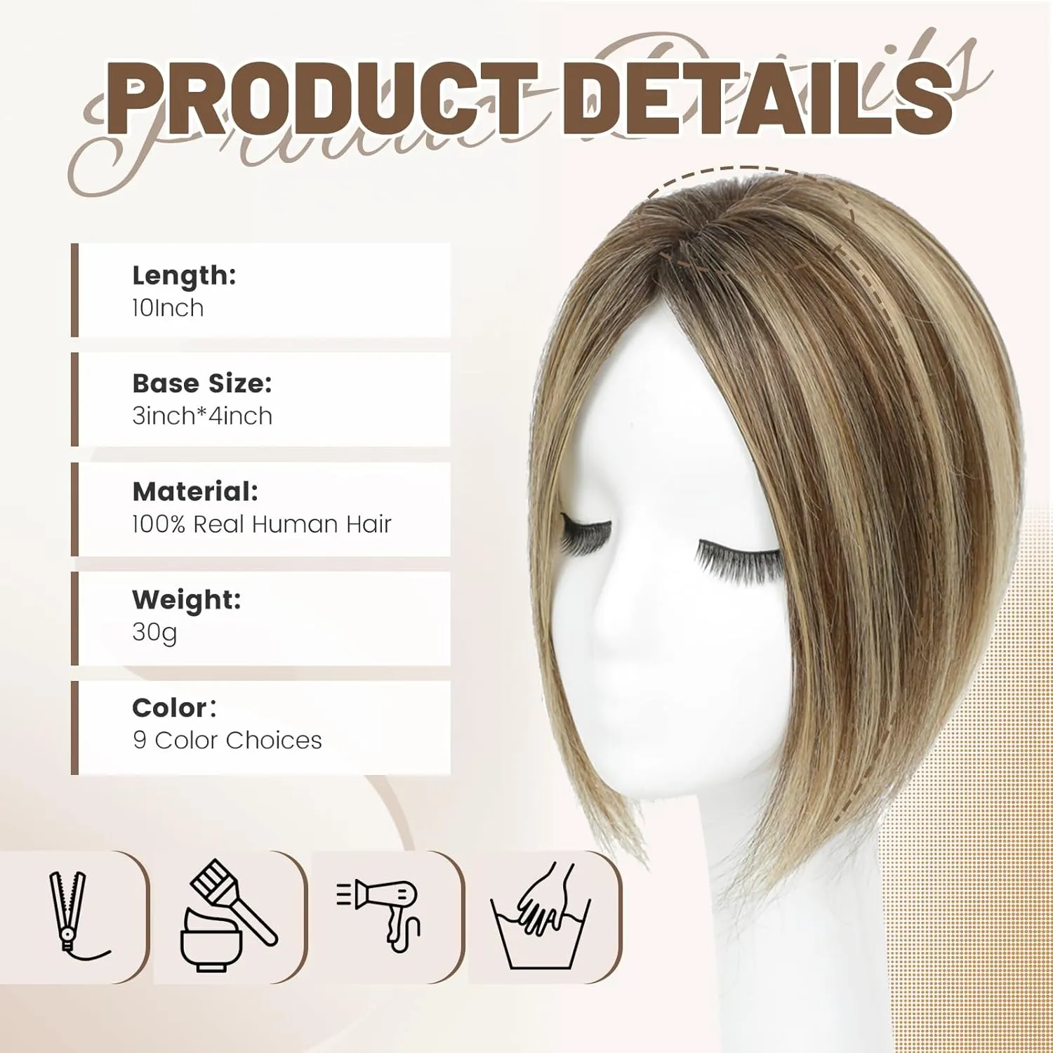 Human Hair Toppers for Women Real Human Hair Pieces for Women 120% Density Swiss Base Clip In 7 * 10cm Remy Topper 10Inch HairPieces (4T4/27)