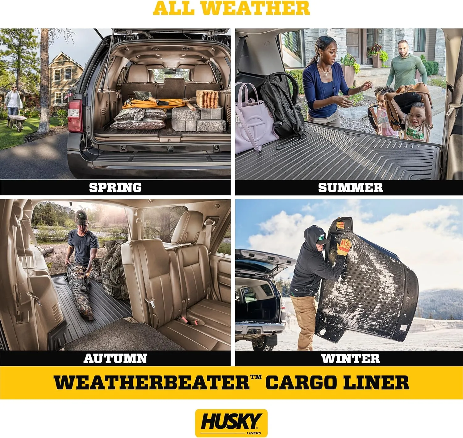 Husky Liners Weatherbeater Cargo Liner | Fits 2020-2025 Acura MDX (Fits to Back of 2nd Row - Folds Up &Down w/3rd Row) | 1-pc Black - 25181