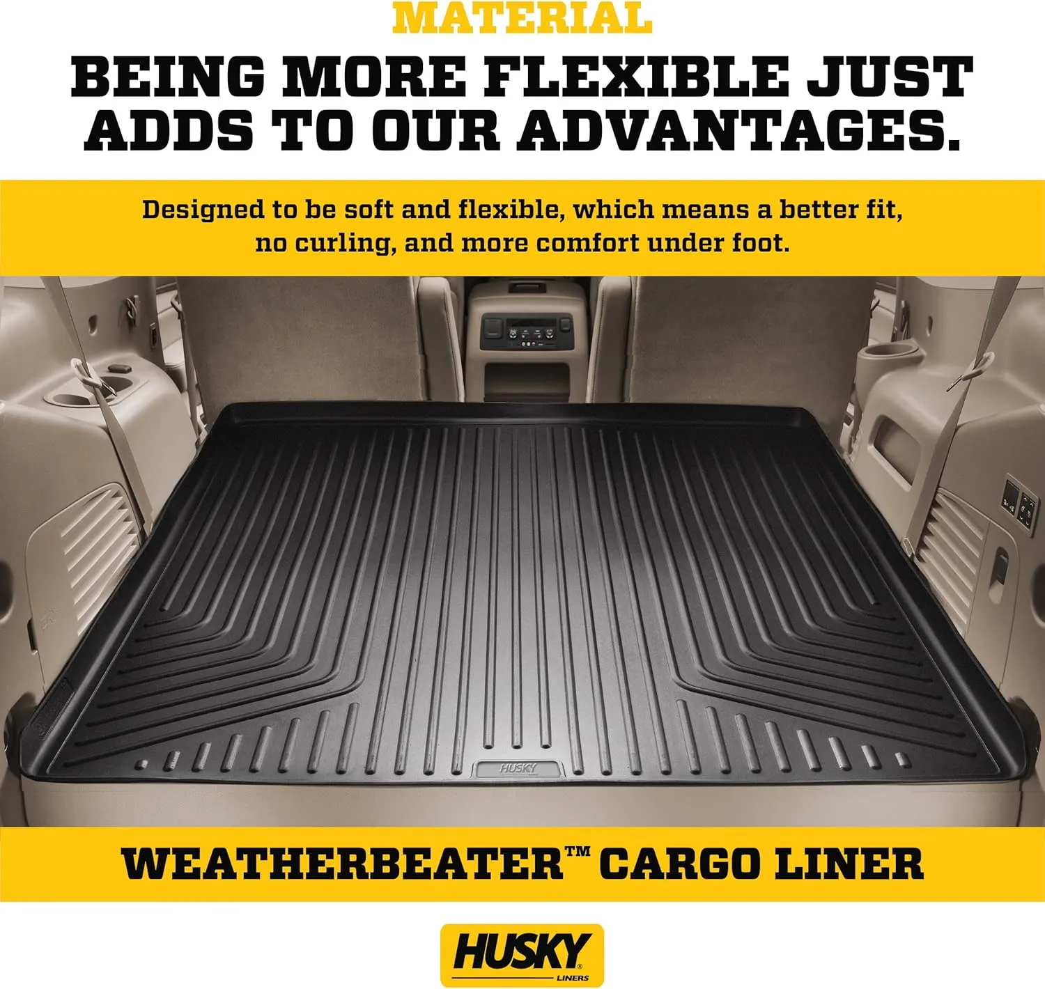 Husky Liners Weatherbeater Cargo Liner | Fits 2020-2025 Acura MDX (Fits to Back of 2nd Row - Folds Up &Down w/3rd Row) | 1-pc Black - 25181