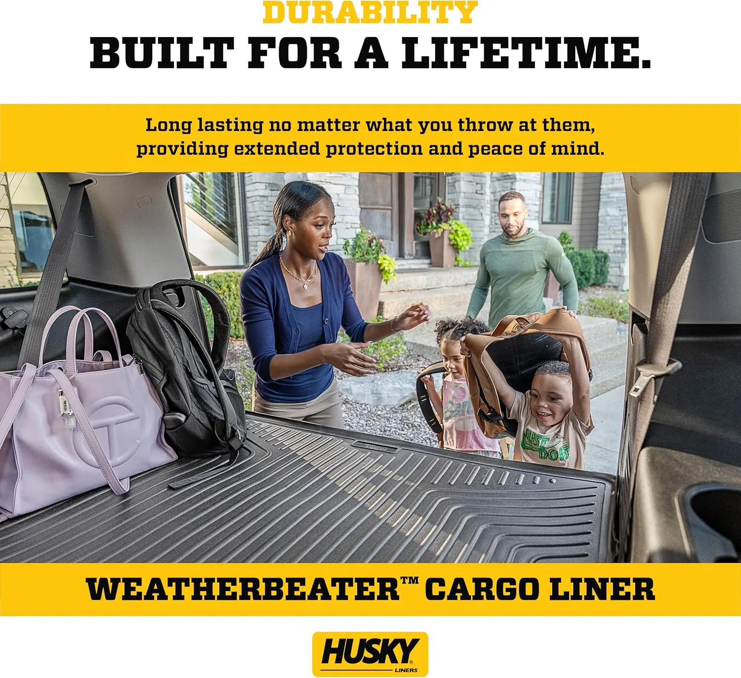 Husky Liners Weatherbeater Cargo Liner | Fits 2020-2025 Ford Explorer (to Back of 2nd Row - Folds Up & Down w/3rd Row) | 1-pc Black - 22321