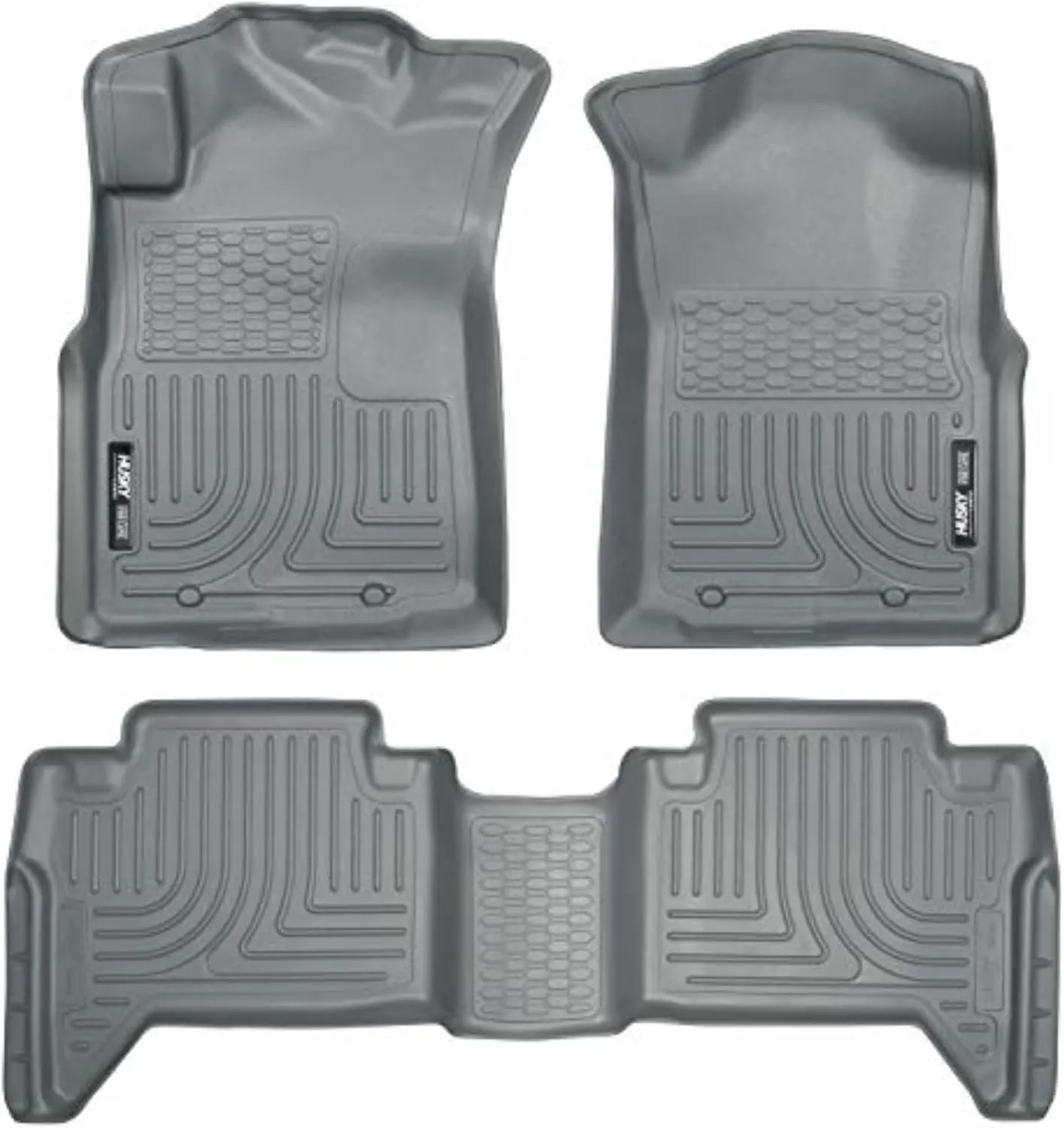 Husky Liners Weatherbeater Floor Mats | Fits 2005-2015 Toyota Tacoma Double Cab (Footwell Coverage) | Front & 2nd Row, 3-pc Grey - 98952