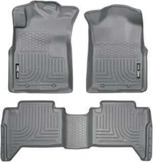 Husky Liners Weatherbeater Floor Mats | Fits 2005-2015 Toyota Tacoma Double Cab (Footwell Coverage) | Front & 2nd Row, 3-pc Grey - 98952