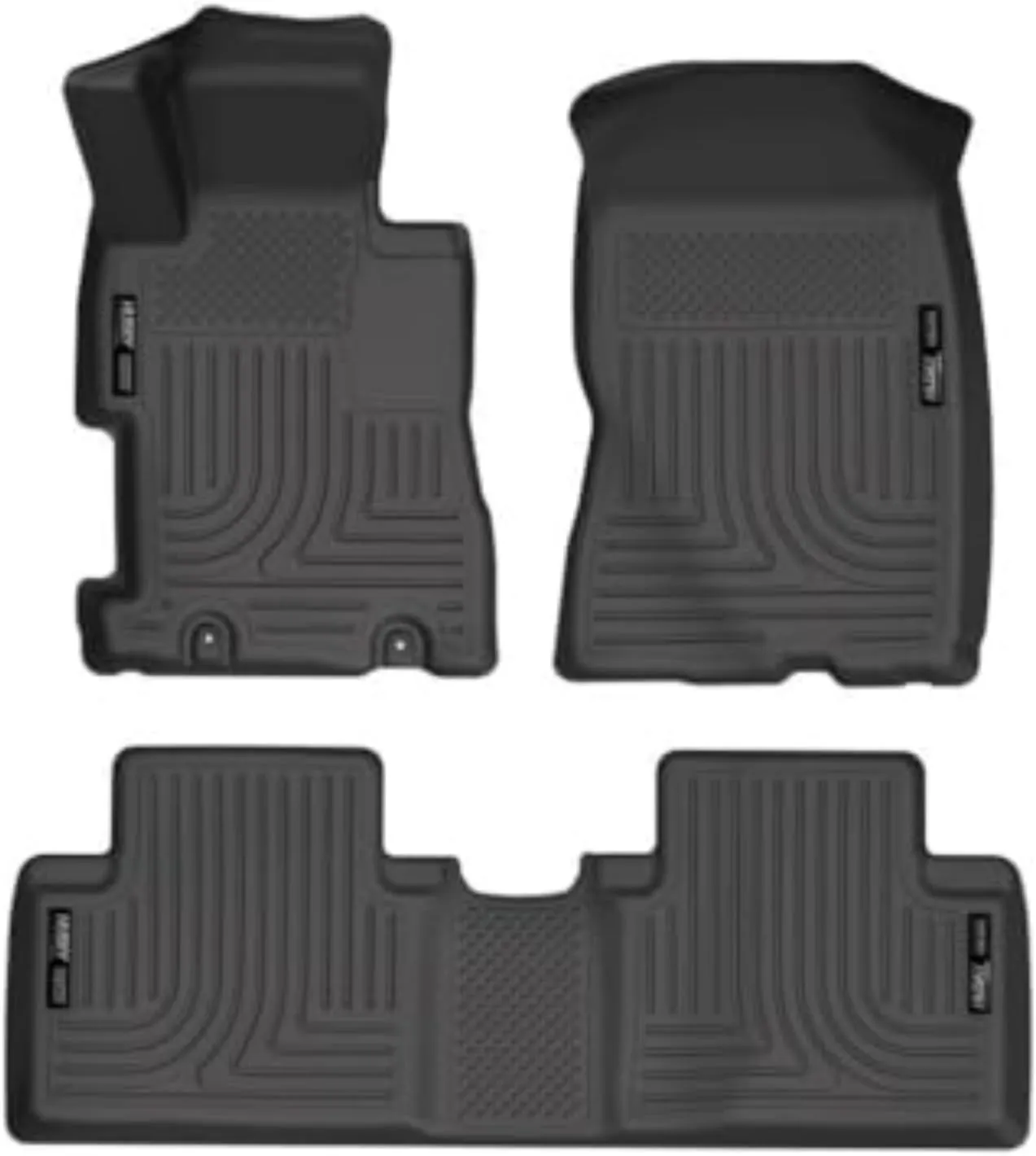 Husky Liners Weatherbeater Floor Mats | Fits 2006-2011 Honda Civic 4-Door | Front & 2nd Row, 3-pc Black - 98411