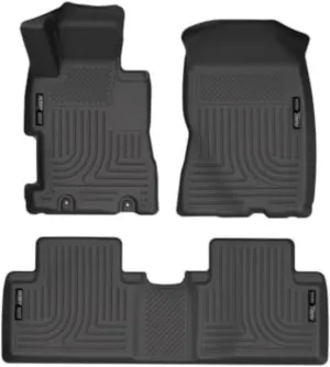 Husky Liners Weatherbeater Floor Mats | Fits 2006-2011 Honda Civic 4-Door | Front & 2nd Row, 3-pc Black - 98411