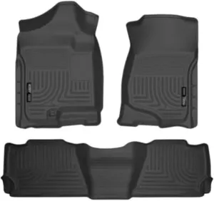 Husky Liners Weatherbeater Floor Mats | Fits 2007-2014 Cadillac Escalade, Chevrolet Tahoe & GMC Yukon | Front & 2nd Row, 3-pc Black - 98251
