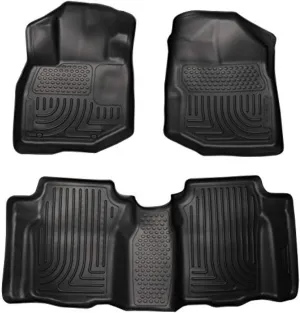 Husky Liners Weatherbeater Floor Mats | Fits 2009-2013 Honda Fit | Front & 2nd Row, 3-pc Black - 98491