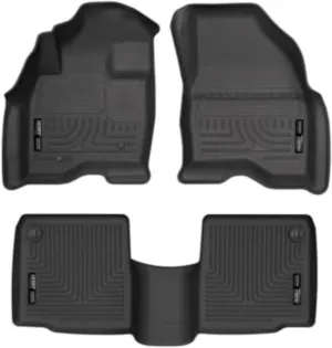 Husky Liners Weatherbeater Floor Mats | Fits 2011 - 2014 Ford Explorer | Front & 2nd Row, 3-pc Black - 98761