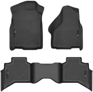 Husky Liners Weatherbeater Series | Front & 2nd Seat Floor Liners - Black | 99011 | Fits 2009-2018 Dodge Ram 1500 Quad Cab, 2019-2022 Ram 1500 Classic Quad Cab 3 Pcs