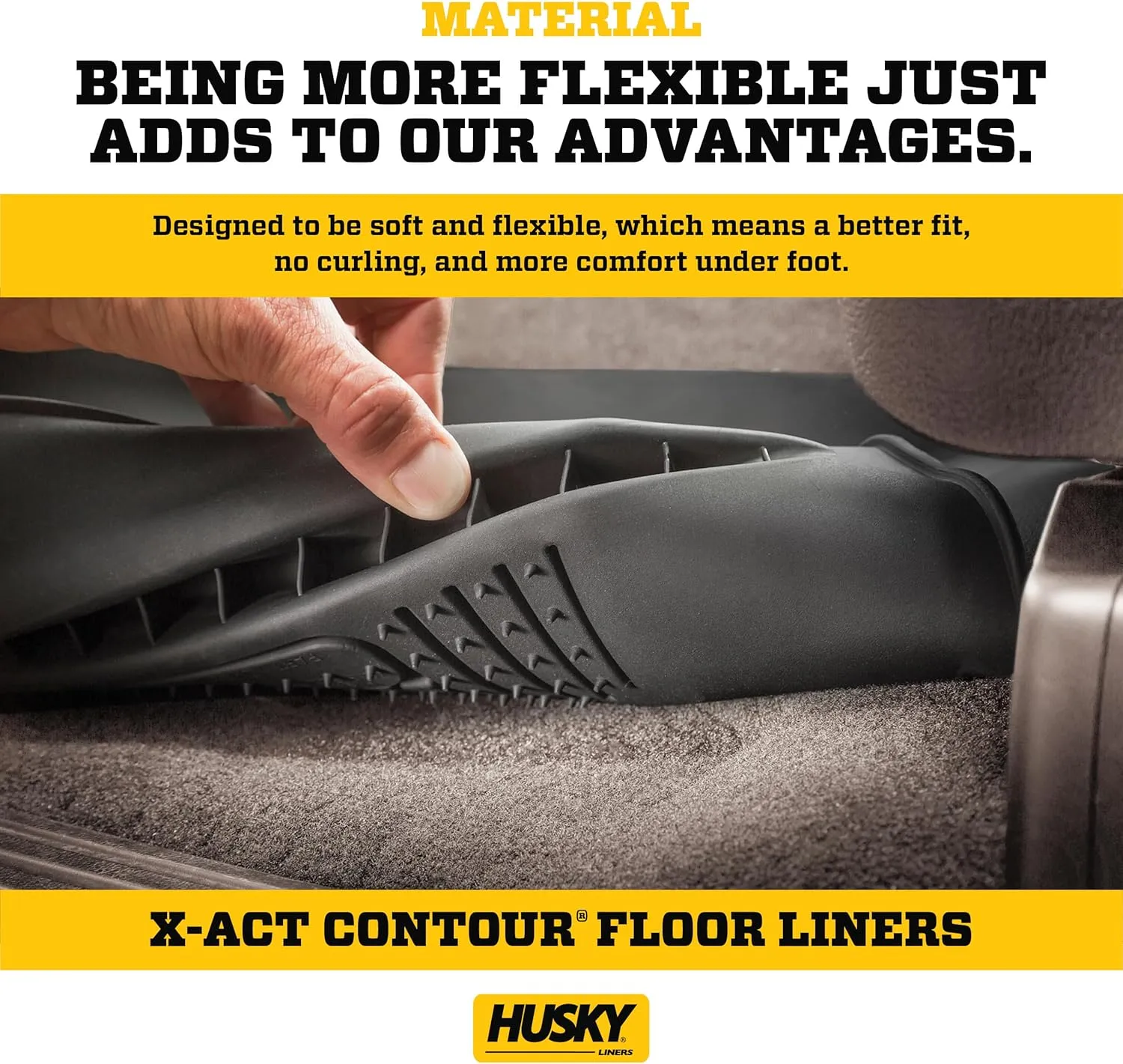 Husky Liners X-act Contour Floor Mats | Fits 2012-2021 Toyota Tundra, CrewMax & Double Cab (12-17 Reg Cab), 2012-2022 Toyota Sequoia | Front Row, 2-pc Black - 53711