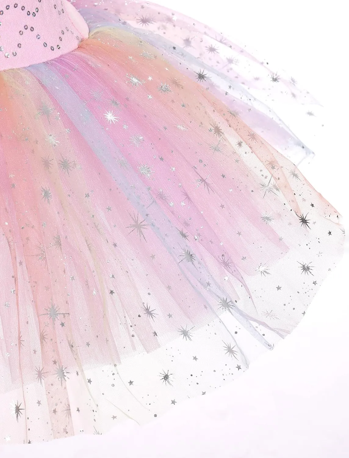 IBAKOM Ballerina Swan Lake Costume Dance Pancake Platter Tutu Ruffle Sleeve Floral Print Gymnastics Leotard Ballet Tutu