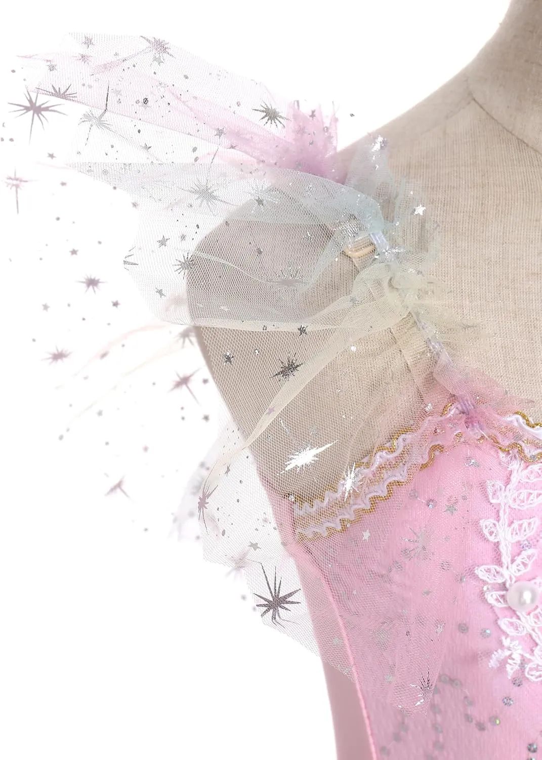 IBAKOM Ballerina Swan Lake Costume Dance Pancake Platter Tutu Ruffle Sleeve Floral Print Gymnastics Leotard Ballet Tutu