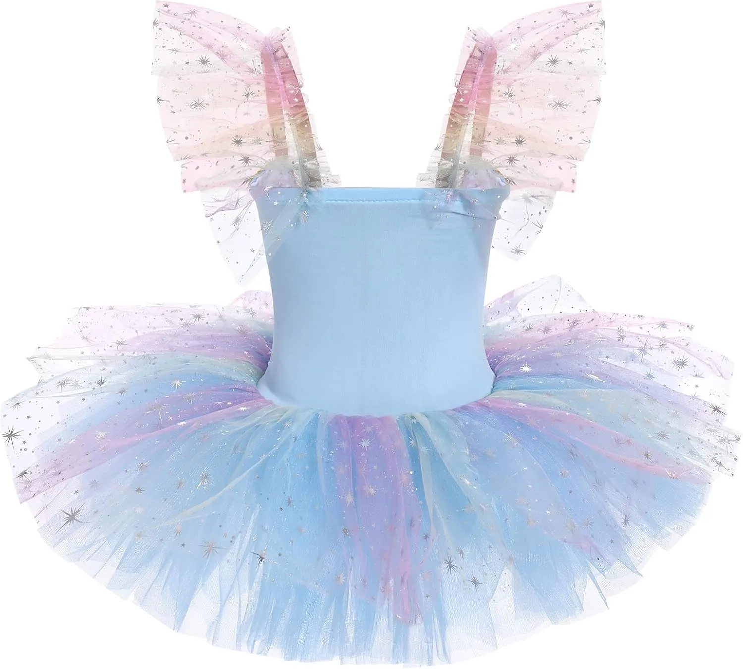 IBAKOM Ballerina Swan Lake Costume Dance Pancake Platter Tutu Ruffle Sleeve Floral Print Gymnastics Leotard Ballet Tutu