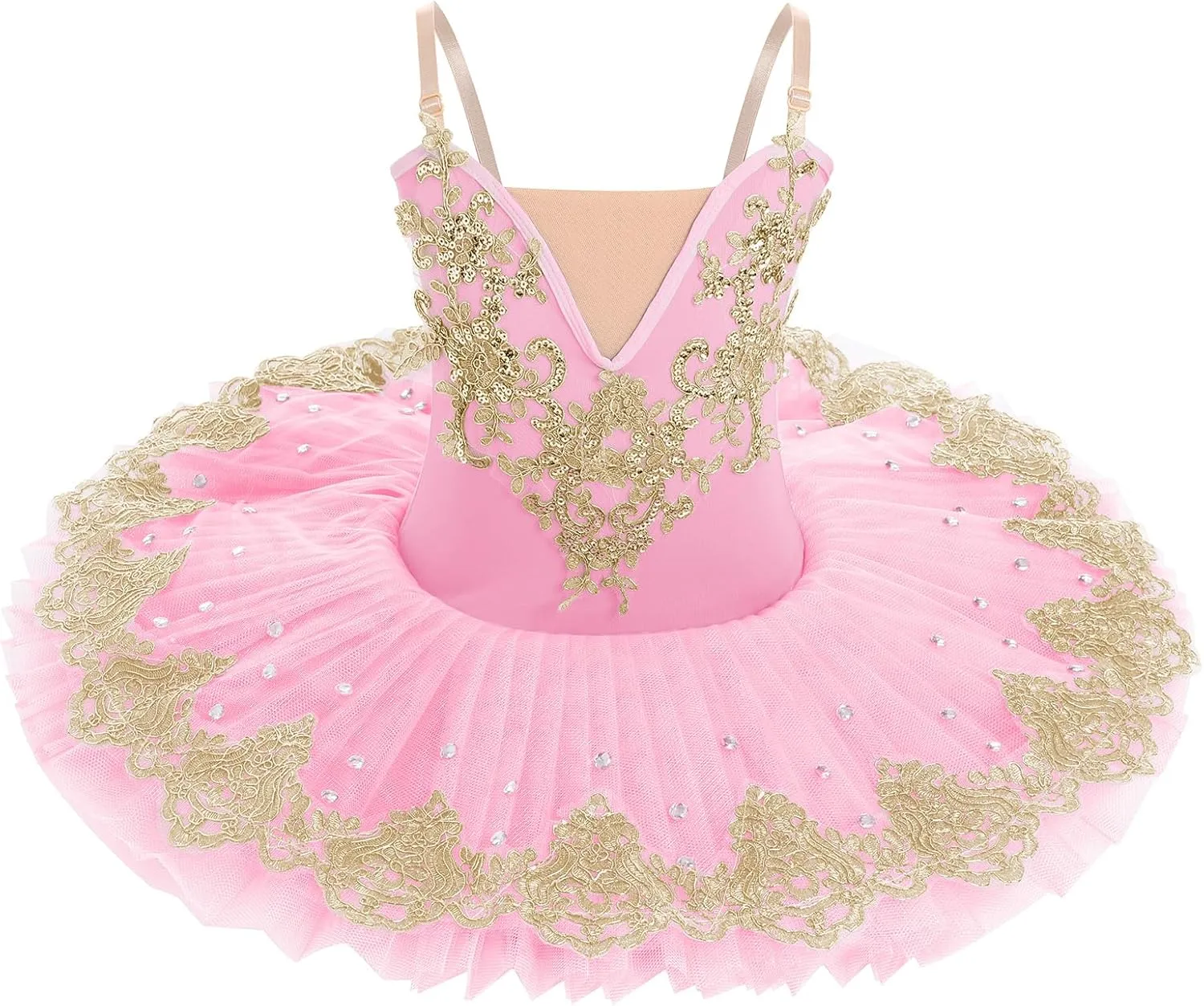 IBAKOM Little Ballerina Swan Lake Costume Shiny Seuqins Girl Ballet Leotard Platter Tutu Professional Toddler Ballet Dress