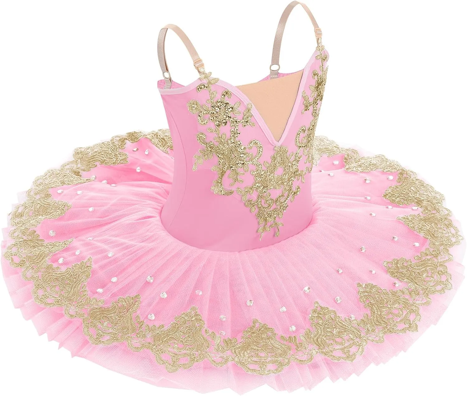 IBAKOM Little Ballerina Swan Lake Costume Shiny Seuqins Girl Ballet Leotard Platter Tutu Professional Toddler Ballet Dress