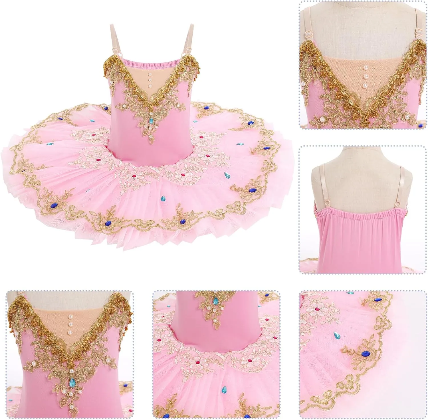 IBAKOM Little Ballerina Swan Lake Costume Shiny Seuqins Girl Ballet Leotard Platter Tutu Professional Toddler Ballet Dress