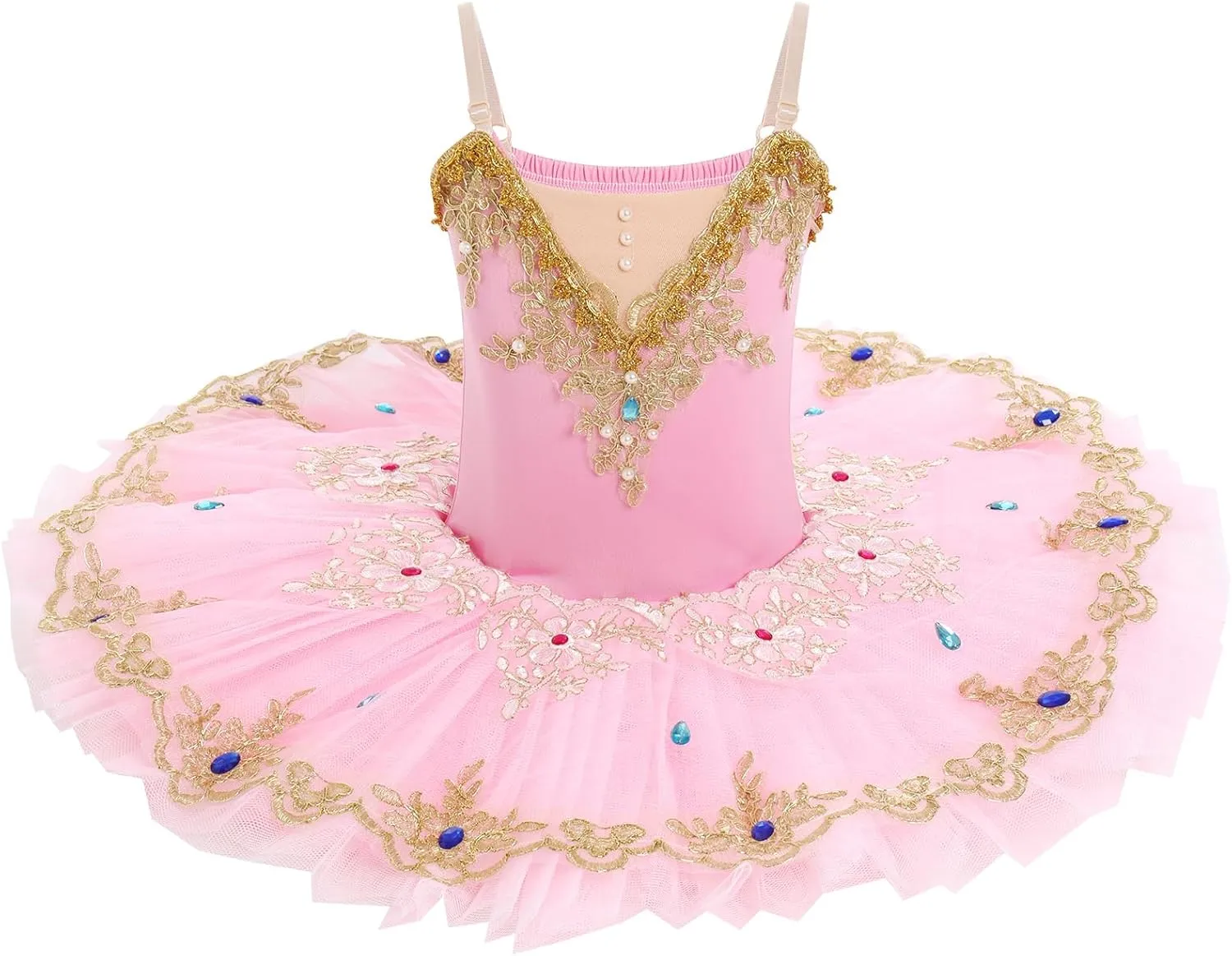IBAKOM Little Ballerina Swan Lake Costume Shiny Seuqins Girl Ballet Leotard Platter Tutu Professional Toddler Ballet Dress