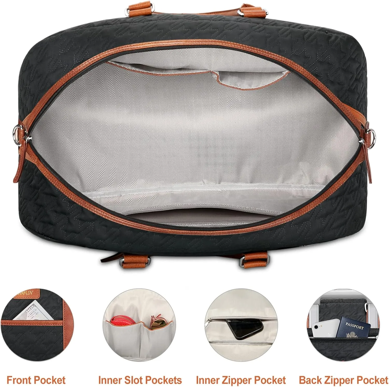 IBFUN Weekender Bags for Women, Large Overnight Bag Canvas Travel Duffel Bag Carry On Tote with Shoe Compartment 21" 3Pcs Set