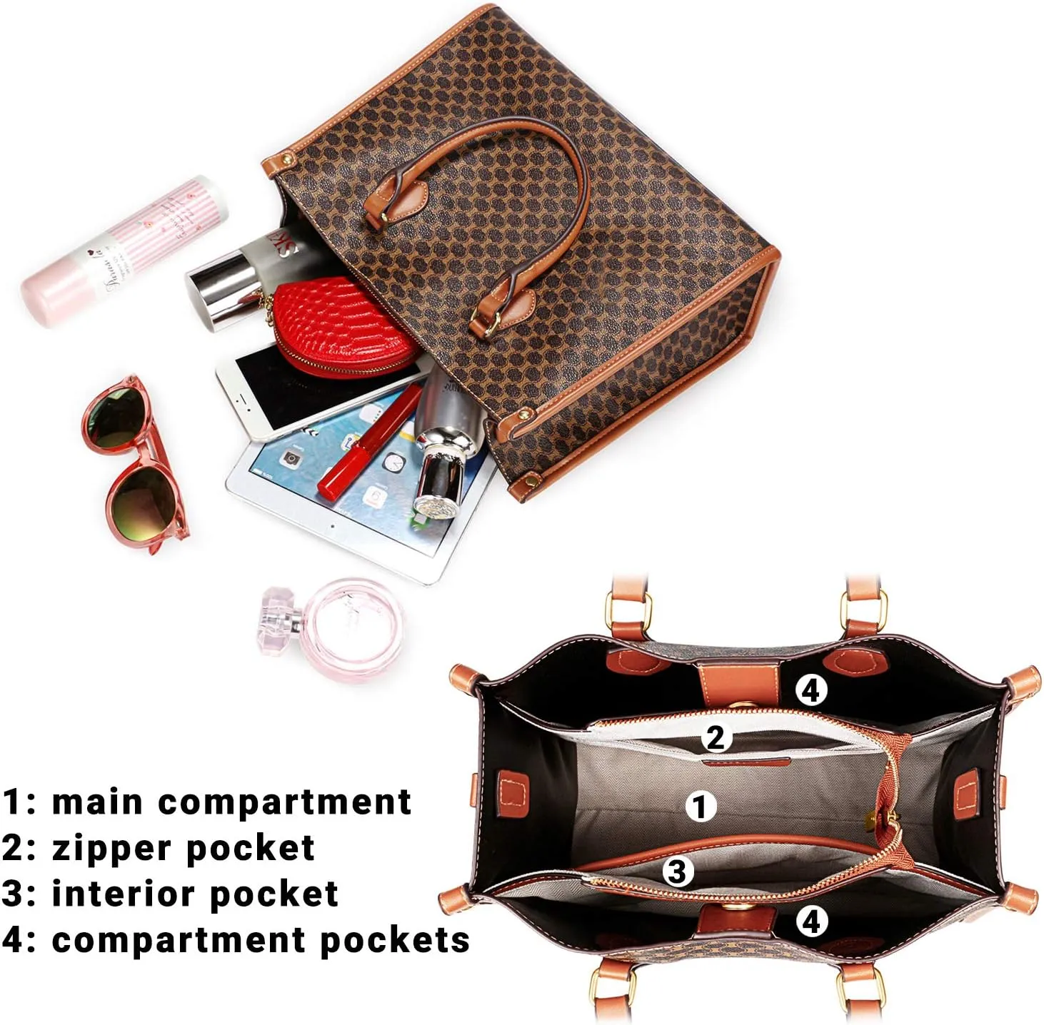 IBFUN Women Satchel Handbag Purse Ladies Leather Vintage Top Handle Tote Handbag