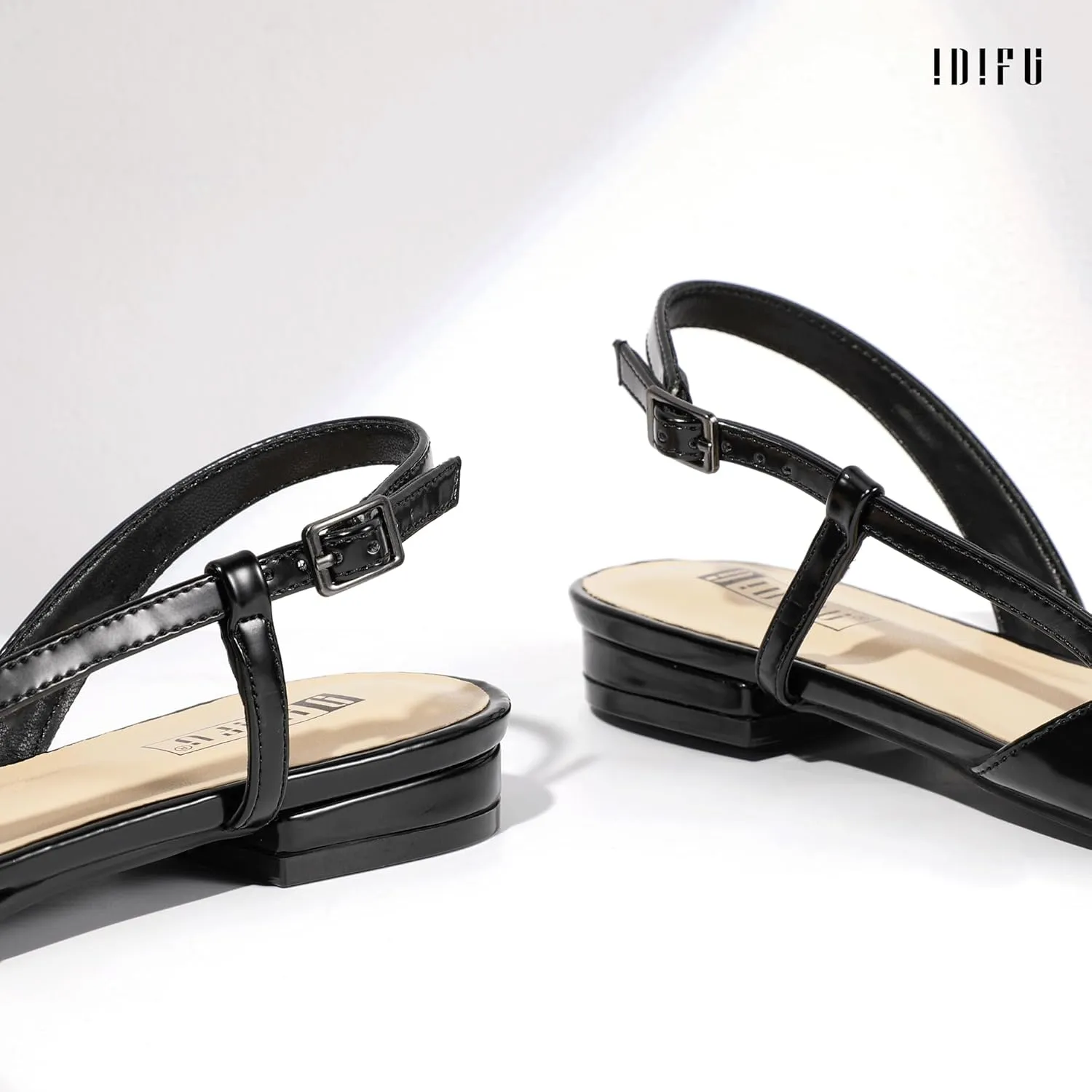 IDIFU Slingback Flats for Women Pointed Toe Ballet Flats Shoes Women Dressy Comfortable Casual Flat Dress Shoes for Women Office Work Wedding Bridal Cute Fashion Slip on Buckle Flats