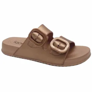 Igor Womens Bronze-Gold Large Buckle Mule Sandal - S10327