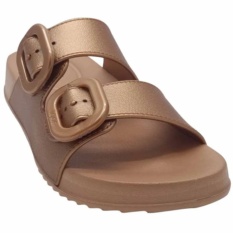 Igor Womens Bronze-Gold Large Buckle Mule Sandal - S10327