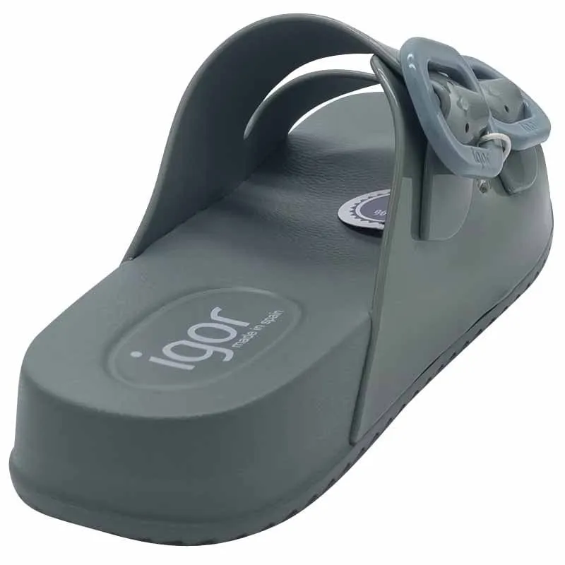 Igor Womens Green Large Buckle Mule Sandal - S10334