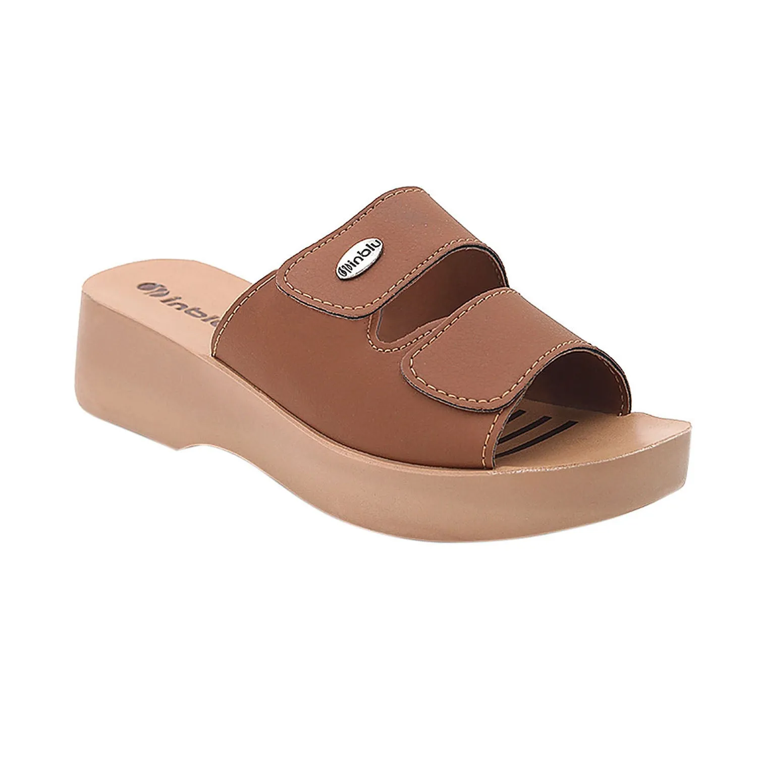Inblu Women Tan Mule Shape Wedge Sandal with Slip-on Closure (MR51_TAN)