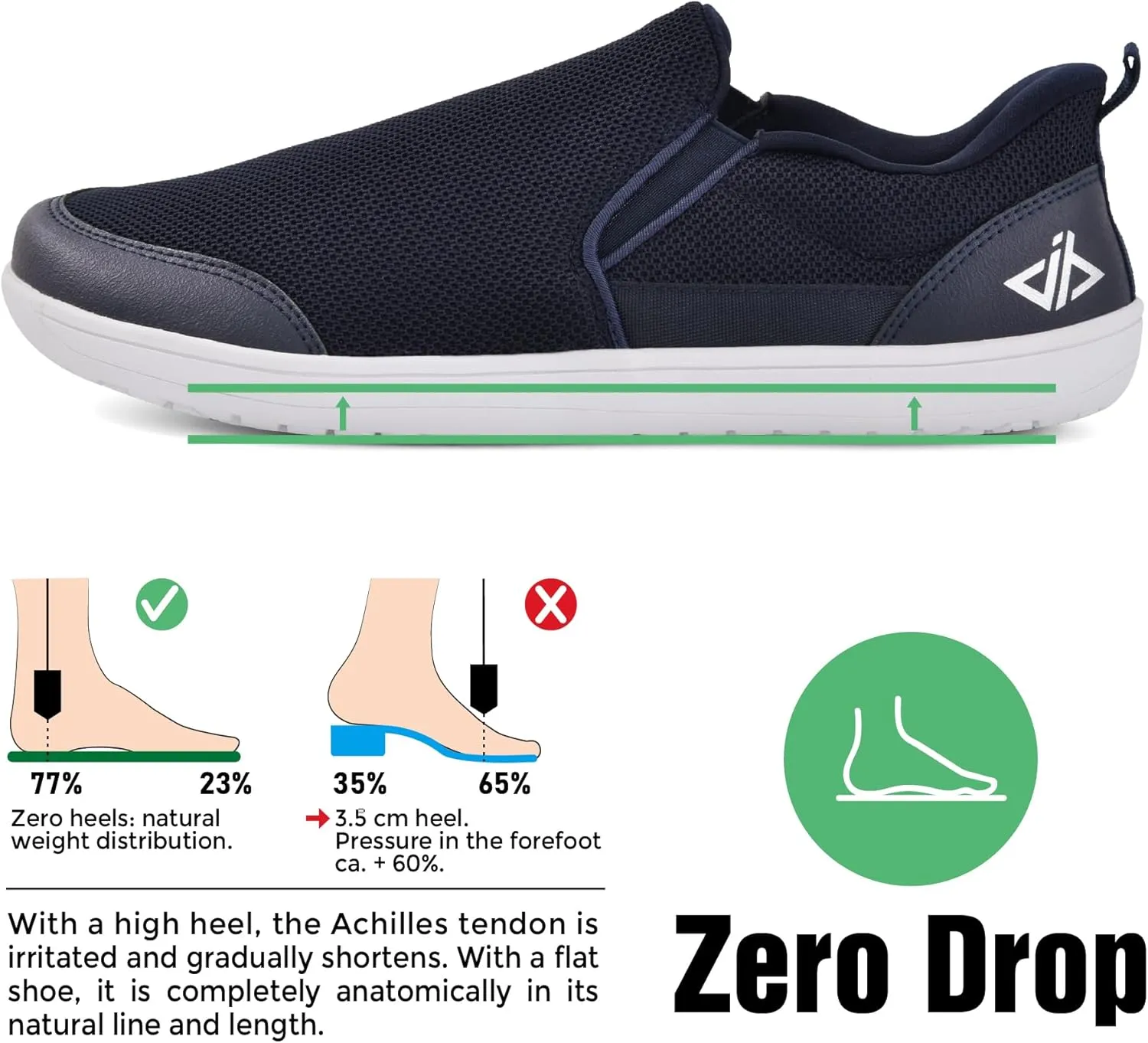 JACKSHIBO Men's Slip in Free up Hands Barefoot Shoes Wide Toe Box Minimalist Walking Sneakers Low Top Slip On Casual Canvas Skate Shoes with Zero Drop Sole Comfortable