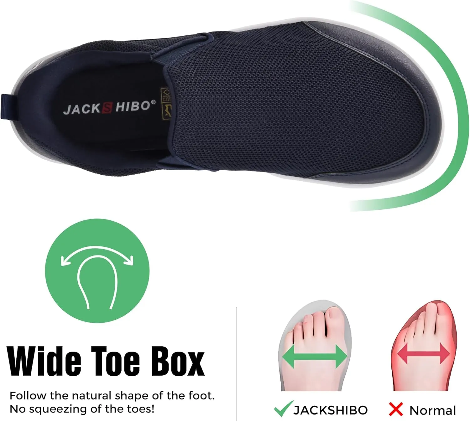 JACKSHIBO Men's Slip in Free up Hands Barefoot Shoes Wide Toe Box Minimalist Walking Sneakers Low Top Slip On Casual Canvas Skate Shoes with Zero Drop Sole Comfortable