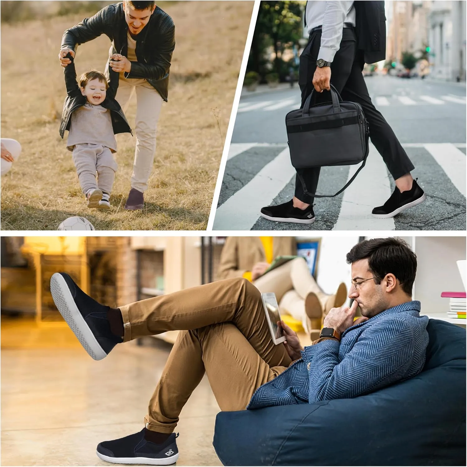 JACKSHIBO Men's Slip in Free up Hands Barefoot Shoes Wide Toe Box Minimalist Walking Sneakers Low Top Slip On Casual Canvas Skate Shoes with Zero Drop Sole Comfortable